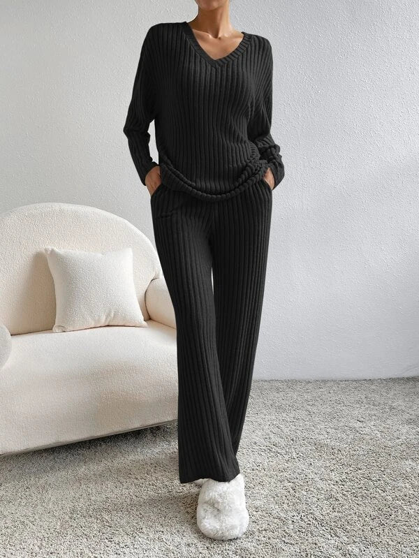 Women's Knitted Pants and Sweater Set