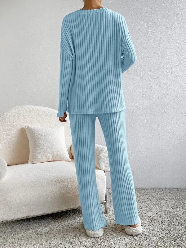 Women's Knitted Pants and Sweater Set