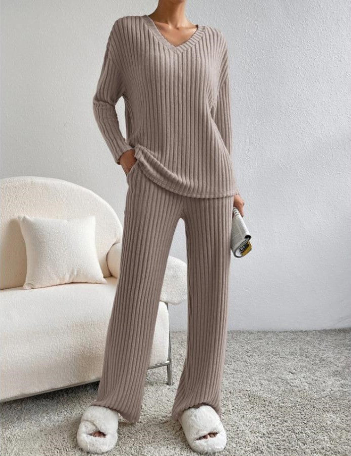 Women's Knitted Pants and Sweater Set