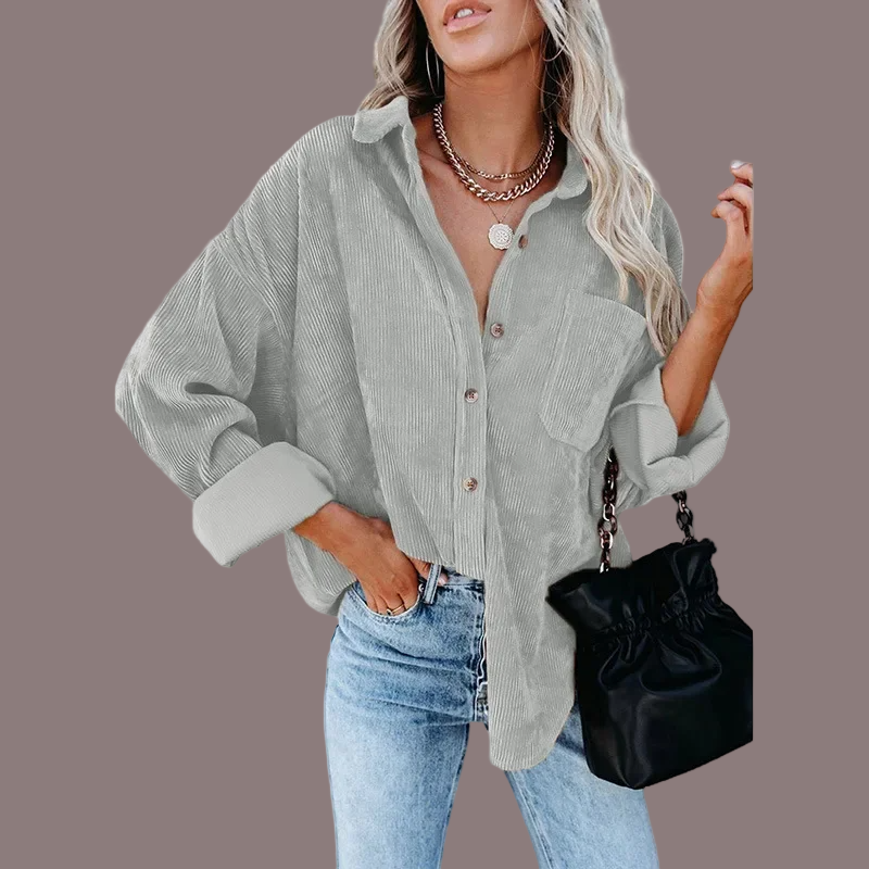 Oversizowa Bluzka Sztruksowa dla Kobiet