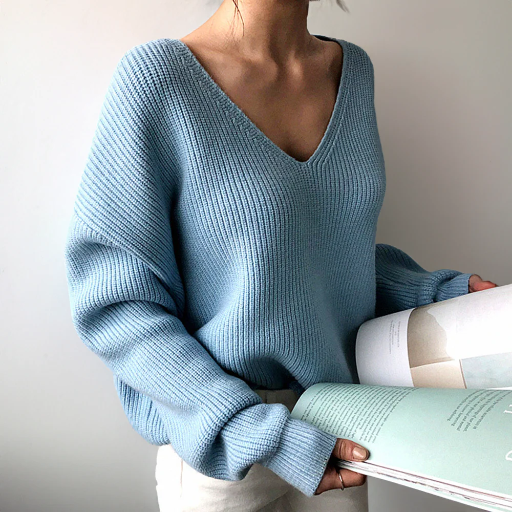Women's Oversized V-Neck Sweater | Wool Blend