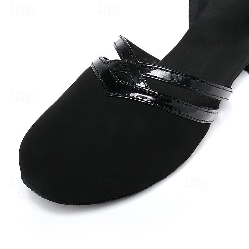 Dámské taneční boty umělý semiš styl | Nízký podpatek pásek kolem kotníku