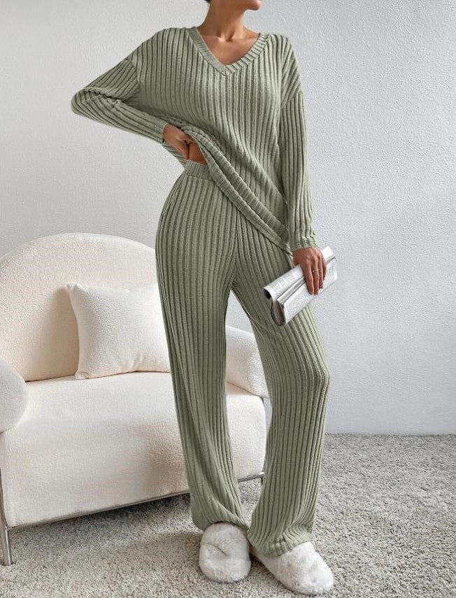 Women's Knitted Pants and Sweater Set