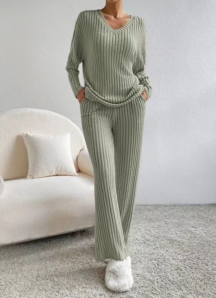 Women's Knitted Pants and Sweater Set