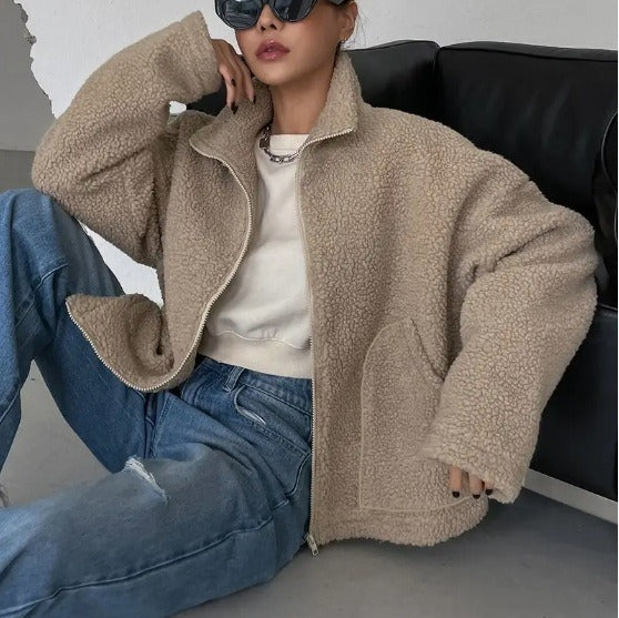 Women's Oversized Sherpa Fleece Jacket | Cozy and Chic