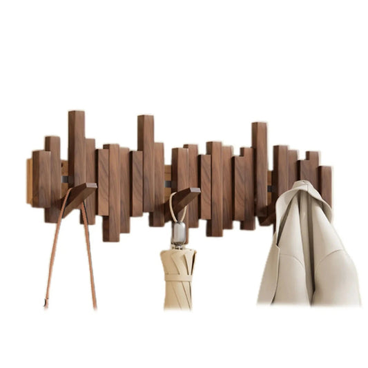 Upright Piano Wall-Mounted Coat Rack | Walnut Wood Design