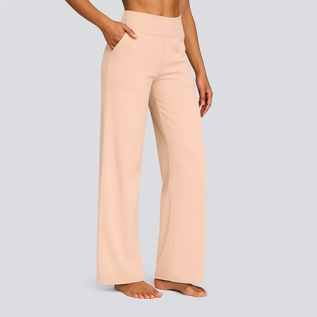 Women's Stretch Pants with High Waist and Pockets
