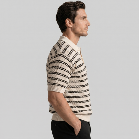Camiseta Polo de Hombre a Rayas con Corte Ajustado