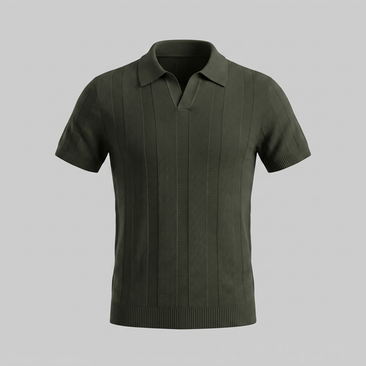 Camiseta Polo de Punto Abierta para Hombre | Estilo Veraniego Casual Inteligente con Ribetes