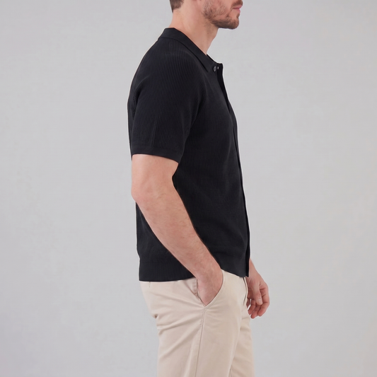 Polo de hombre con botones completos y tejido acanalado