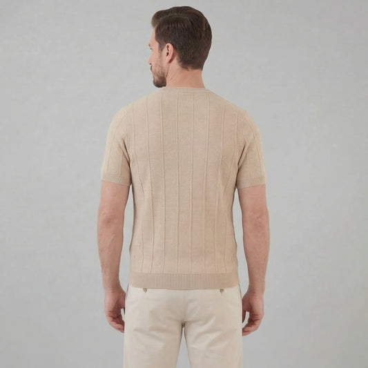 Camiseta de punto de canalé para hombre con manga larga
