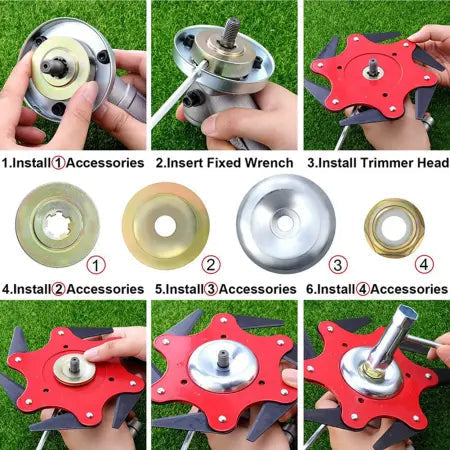 Cabezal Universal para Recortadora con 6 Cuchillas de Acero Manganeso | Compatible con la Mayoría de Desbrozadoras
