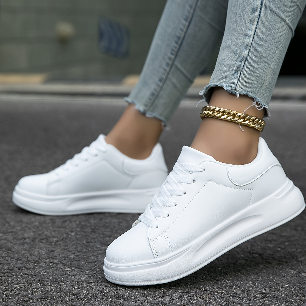 Zapatillas de estilo limpio y cuero para mujer