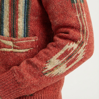 Pánský pletený kardigan z žakárového úpletu | Zapínání na knoflíky vpředu, elegantně ležérní vrstva