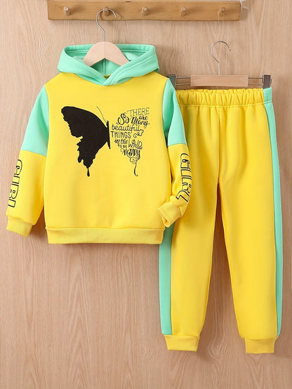 Girls' 2-Piece Fleece Set | Butterfly Print Sweatshirt and Pants