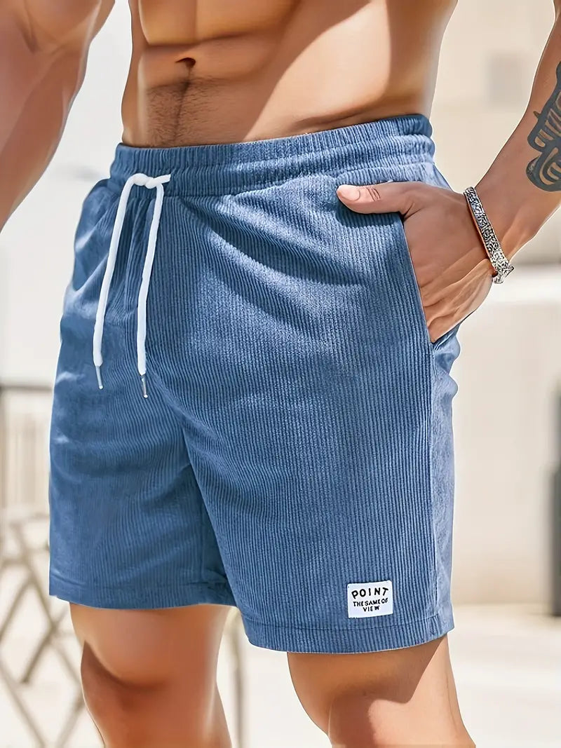 Pantaloncini estivi da uomo in velluto a coste | Vita elasticizzata, vestibilità dritta