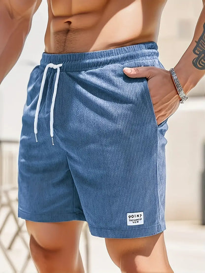 Pantaloncini estivi da uomo in velluto a coste | Vita elasticizzata, vestibilità dritta