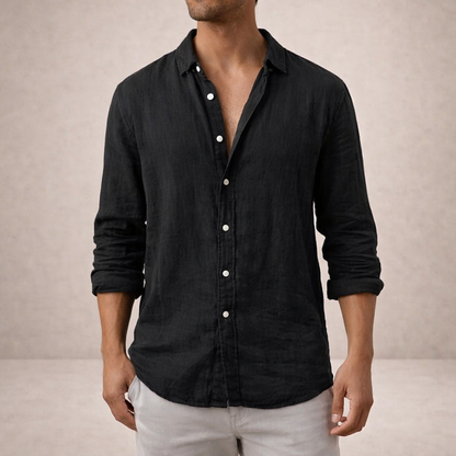 Chemise homme à manches longues style lin