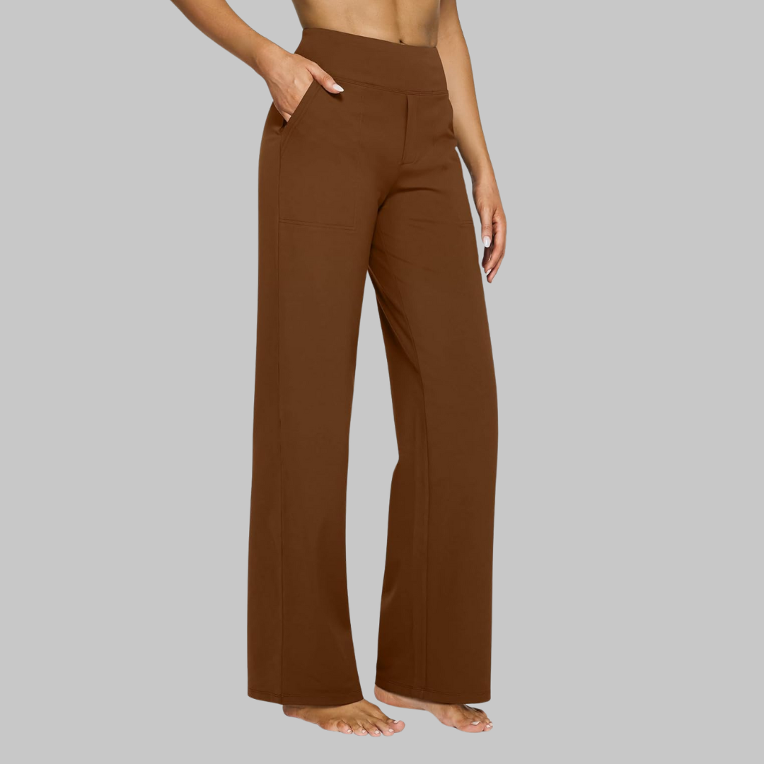 Women's Stretch Pants with High Waist and Pockets