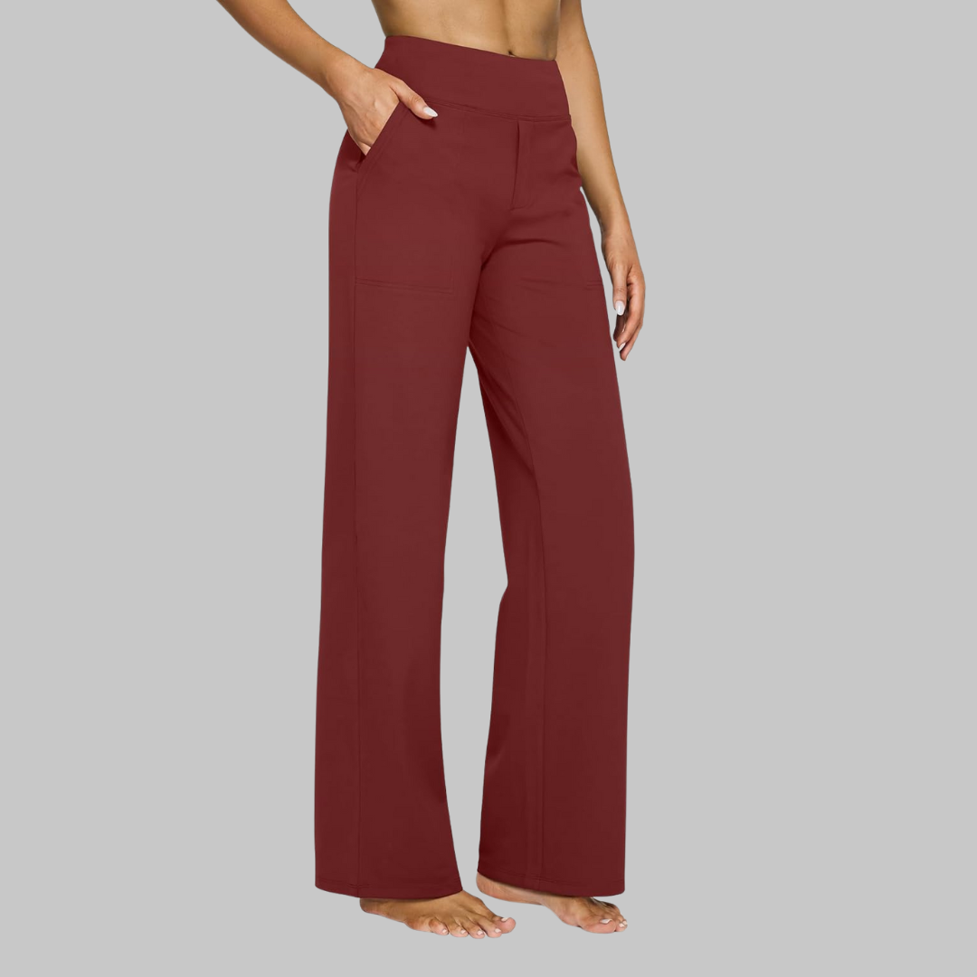 Women's Stretch Pants with High Waist and Pockets