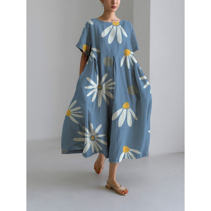 Damska Luźna Sukienka w Kwiaty | Luźny Krój