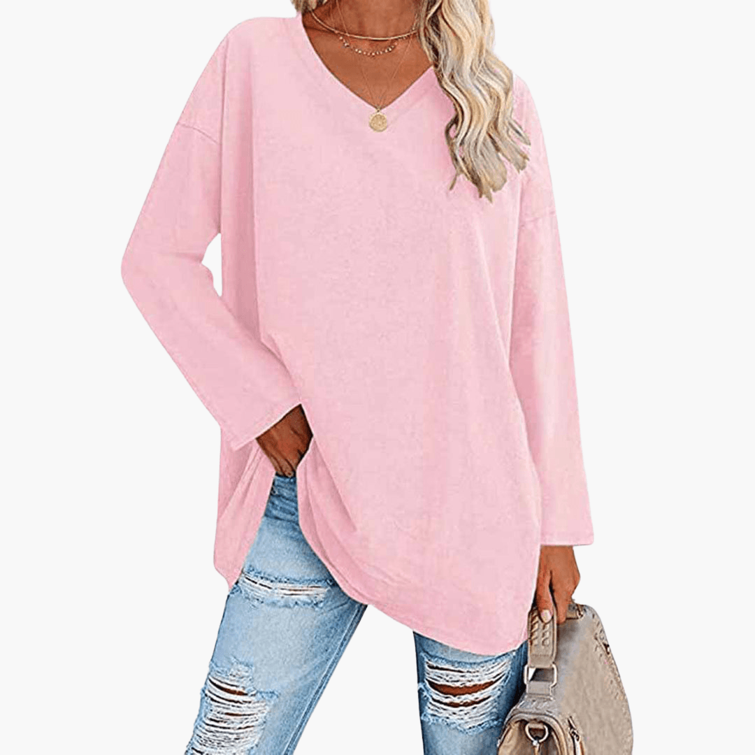 Chemise oversize pour femme avec col en V | Confort décontracté