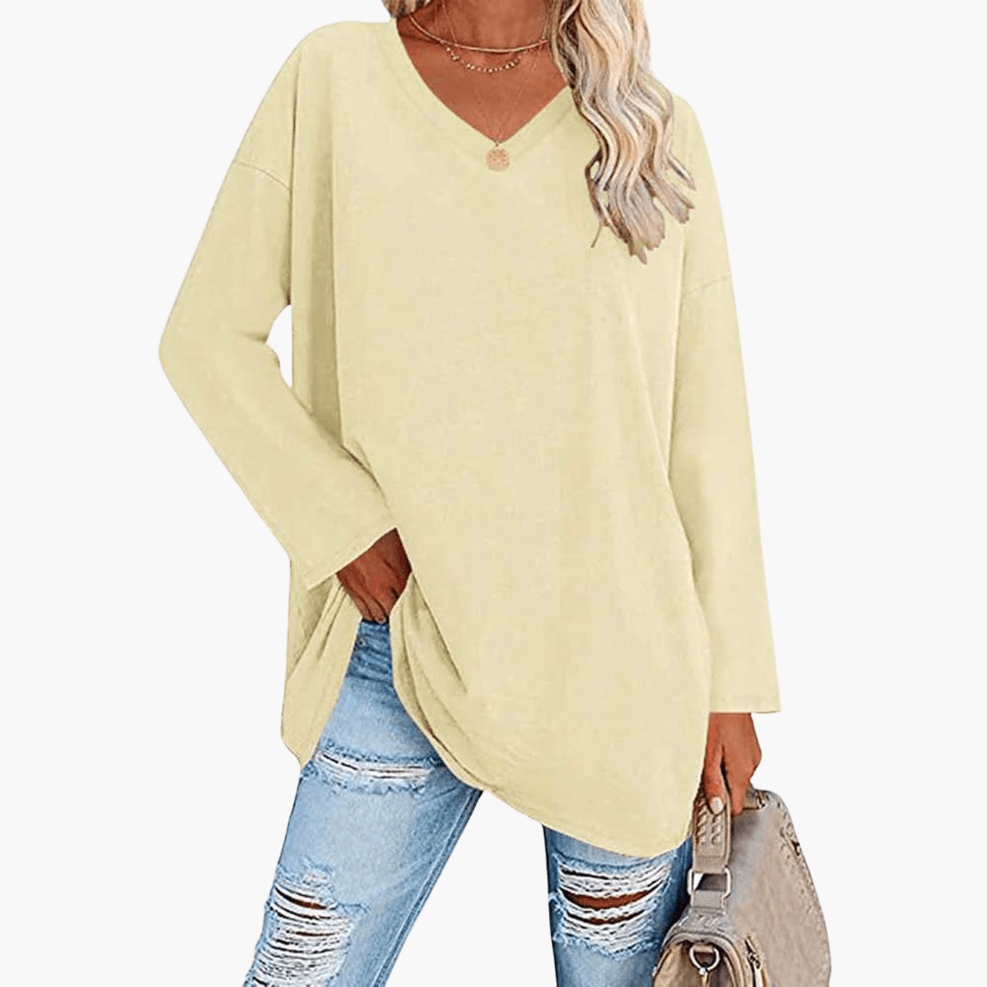 Chemise oversize pour femme avec col en V | Confort décontracté