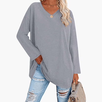 Chemise oversize pour femme avec col en V | Confort décontracté