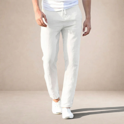 Pantaloni bărbătești în stil de in | Respirabili, cu talie elastică, croială de vară