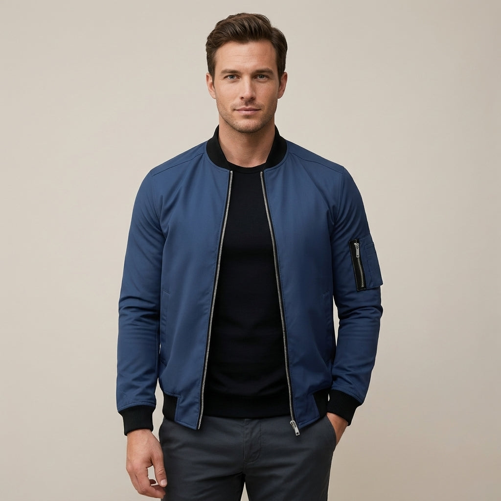 Giacca Bomber Uomo Slim Fit | Zip Manica Tasca Stile Quotidiano