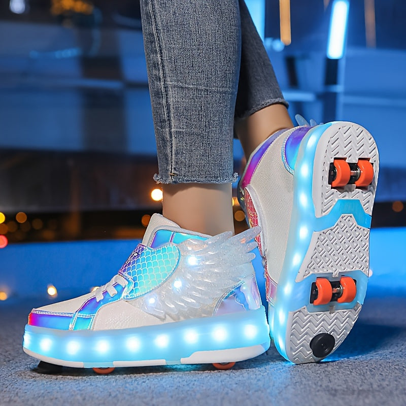 Chaussures LED à roulettes pour filles | Patins lumineux pour filles