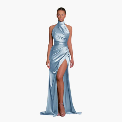 Robe de soirée satinée pour femme | Élégante robe longue de gala