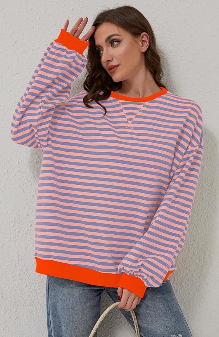 Nina | Sweter oversizowy w paski dla przytulnego komfortu