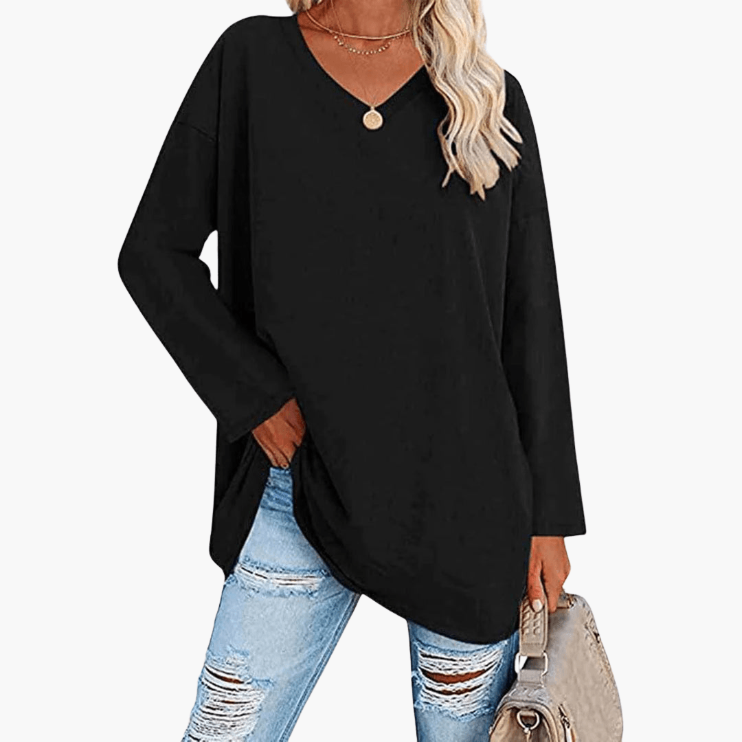 Chemise oversize pour femme avec col en V | Confort décontracté