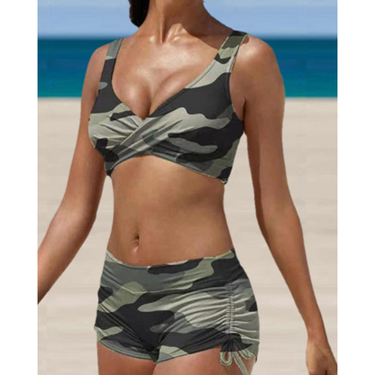 Dameska Ensemble Bikini Taille Haute | Bretelles Ajustables Modelantes