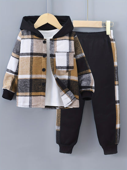 Boys' 2-Piece Lounge Set | Checked Sweatshirt and Sweatpants