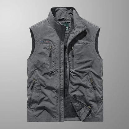 Pánský vyhřívaný tělesný návlek na zip | Vesta s límcem a stojáčkem pro outdoorové aktivity