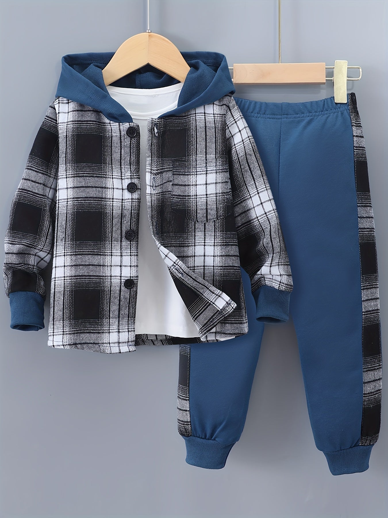 Boys' 2-Piece Lounge Set | Checked Sweatshirt and Sweatpants