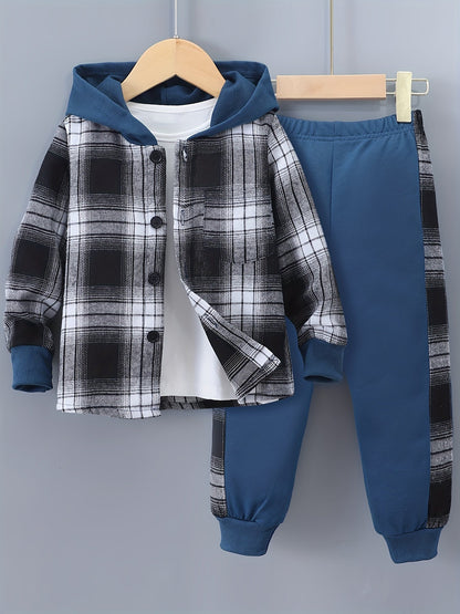 Boys' 2-Piece Lounge Set | Checked Sweatshirt and Sweatpants