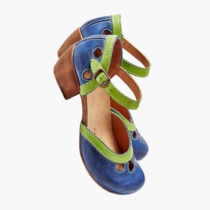 Damska Skórzany Styl Paski Pięty Sandały | Eleganckie Otwarty Palec Pięty