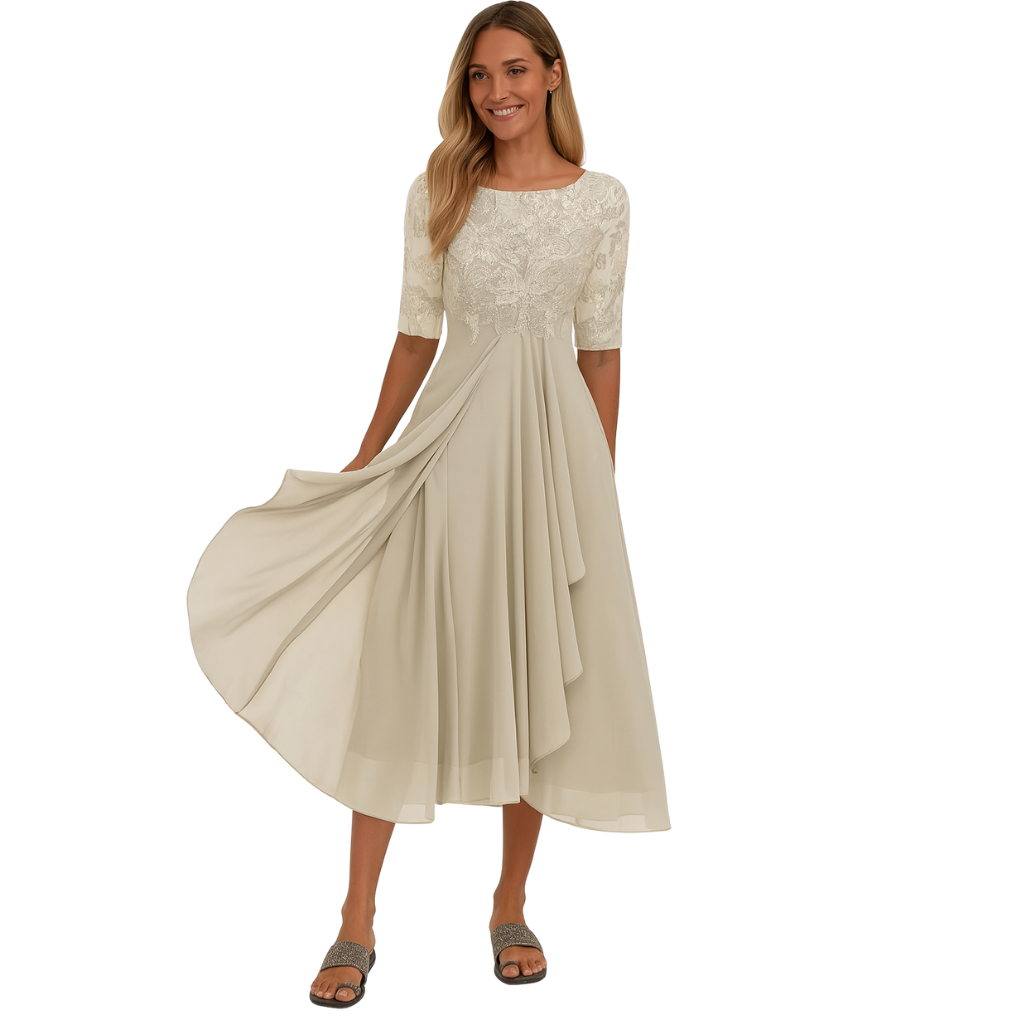 Vestido Midi de Encaje Femenino Estilo Gasa | Ocasión de Uso