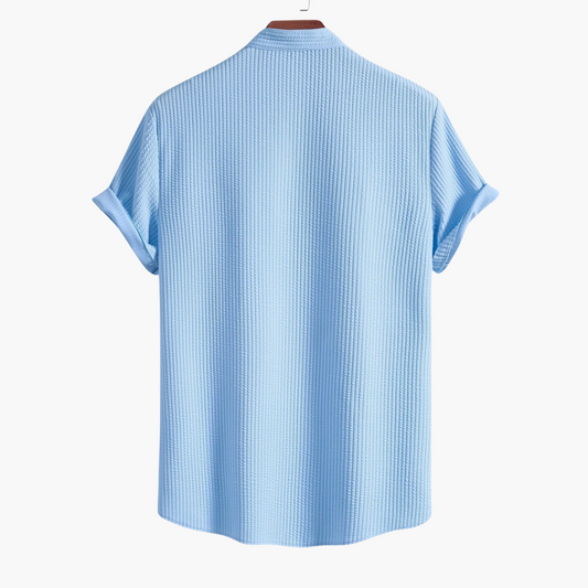 Camisa para Hombre de Corte Ajustado con Cuello Mao | Estilo Playero