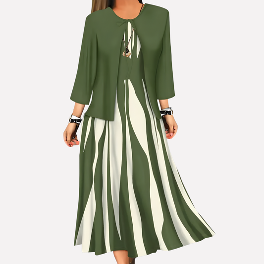 Conjunto de vestido de dos piezas para mujer con estampado | Blusa y falda