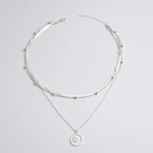Sylvia silver three-layer necklace |