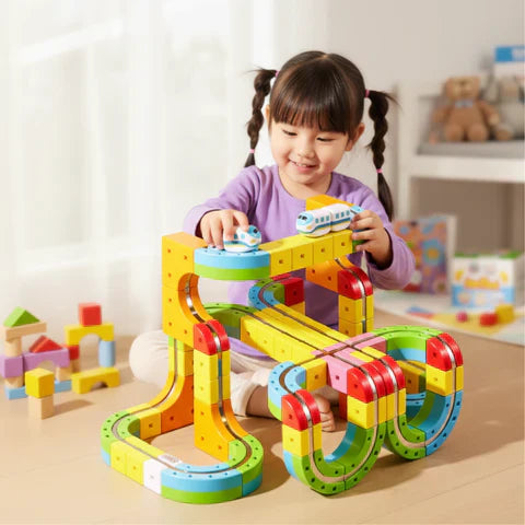 Jouet éducatif STEM avec voies modulaires et train à accumulateur | Enfants de plus de 3 ans