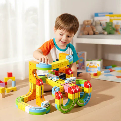 Jouet éducatif STEM avec voies modulaires et train à accumulateur | Enfants de plus de 3 ans
