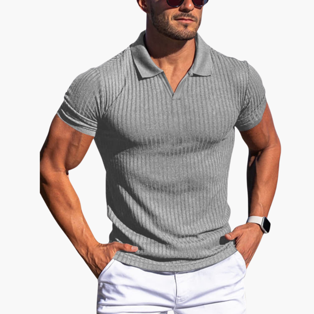 Pánské polo tričko s přiléhavým střihem a žebrovaným materiálem | Casualový top