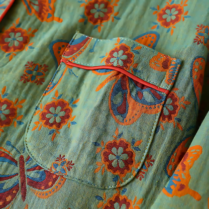 Women's 2-Piece Cotton Lounge Set | Butterfly Print Top and Pants