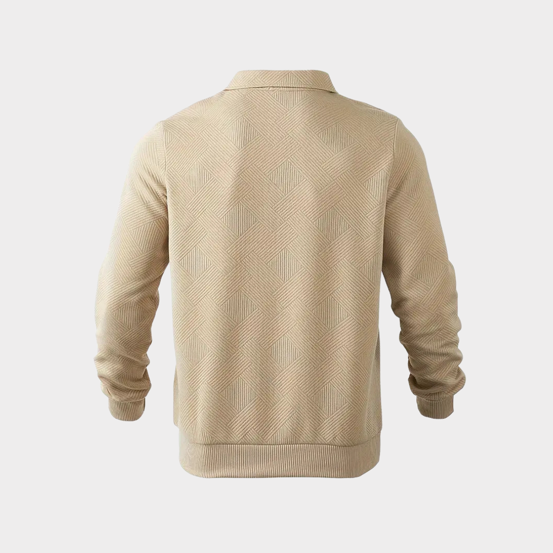 Męski Sweter z Zamkiem do Kwartał | Geometrycznym Drukuj Dzianina