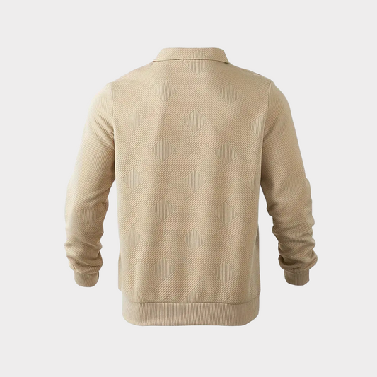 Męski Sweter z Zamkiem do Kwartał | Geometrycznym Drukuj Dzianina